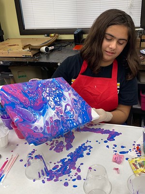 girl paint pouring